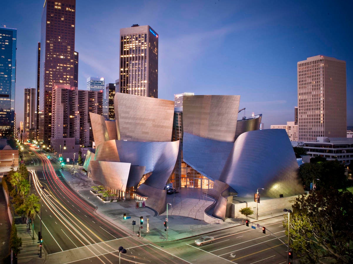 Walt Disney Concert Hall and busy LA Street